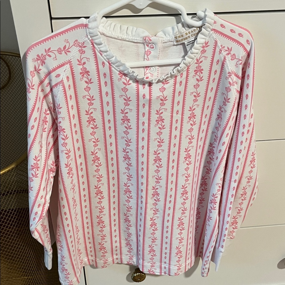 Beaufort Bonnet Company Pink and White Floral Striped Sweater